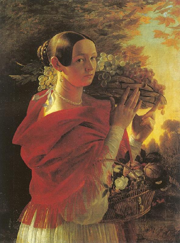 Ivan Khrutsky Young Woman with a Basket oil painting picture